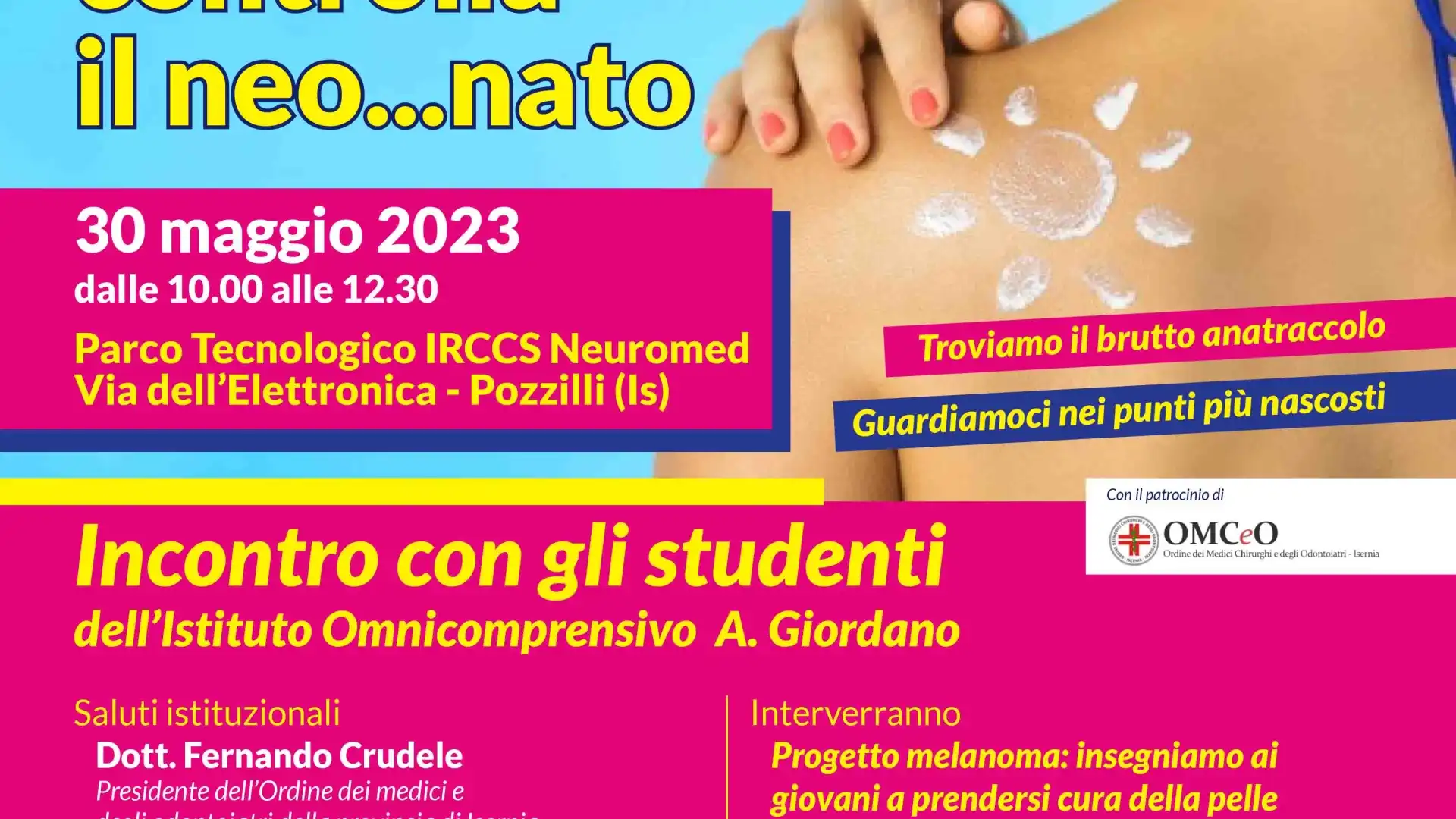 “Guardiamoci la Pelle”. Fondazione Neuromed insieme ad Atletica Venafro promuovono giornata di prevenzione dermatologica nell’ambito delle iniziative del Trofeo San Nicandro.